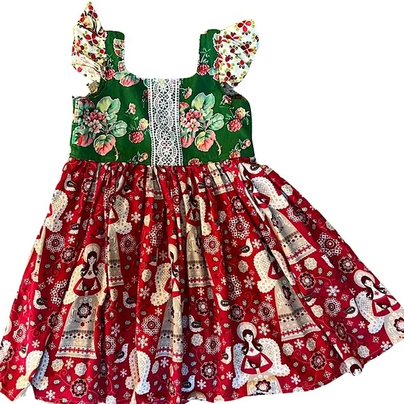 white christmas dresses Girls Smocked Holiday Dress in Margaret Green